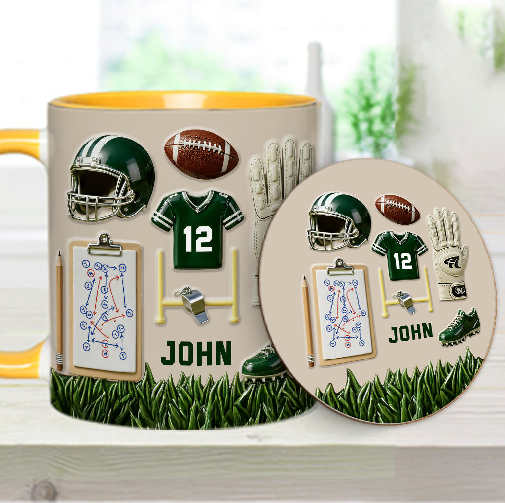 Love Football - Personalized Football Accent Mug & Coaster
