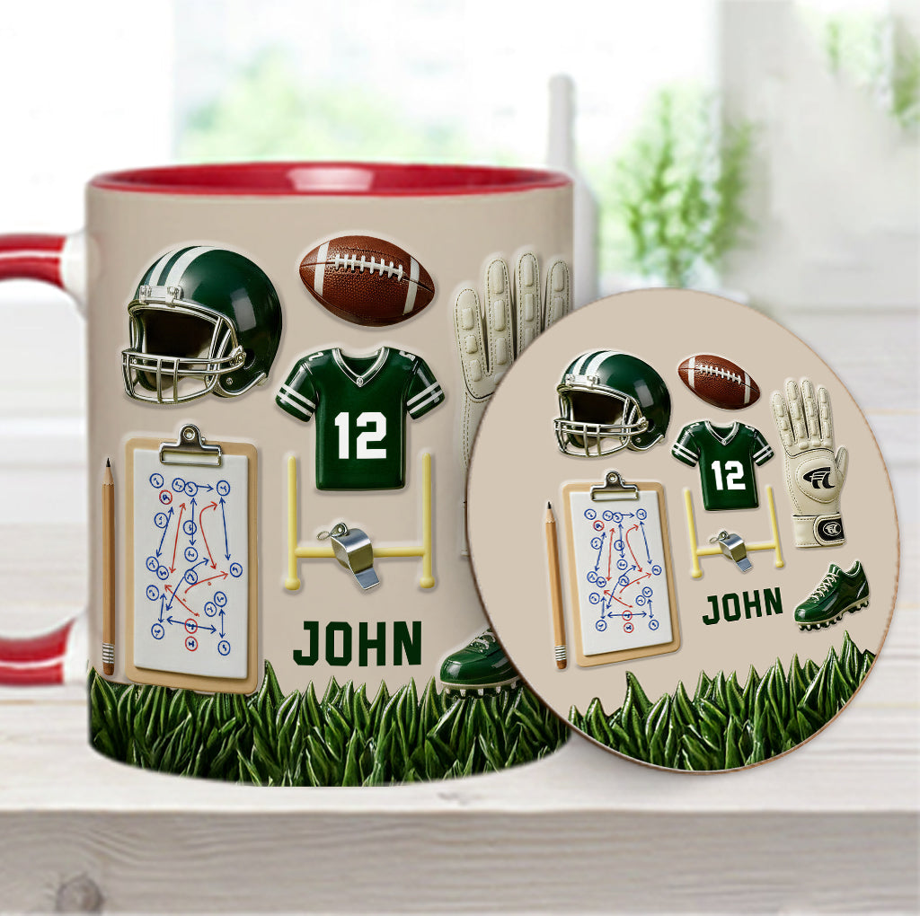 Love Football - Personalized Football Accent Mug & Coaster