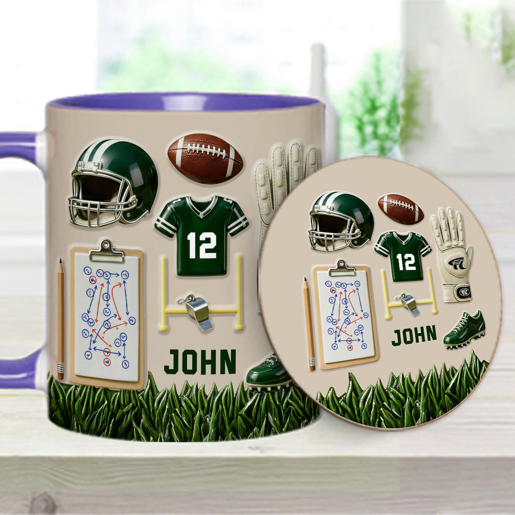 Love Football - Personalized Football Accent Mug & Coaster