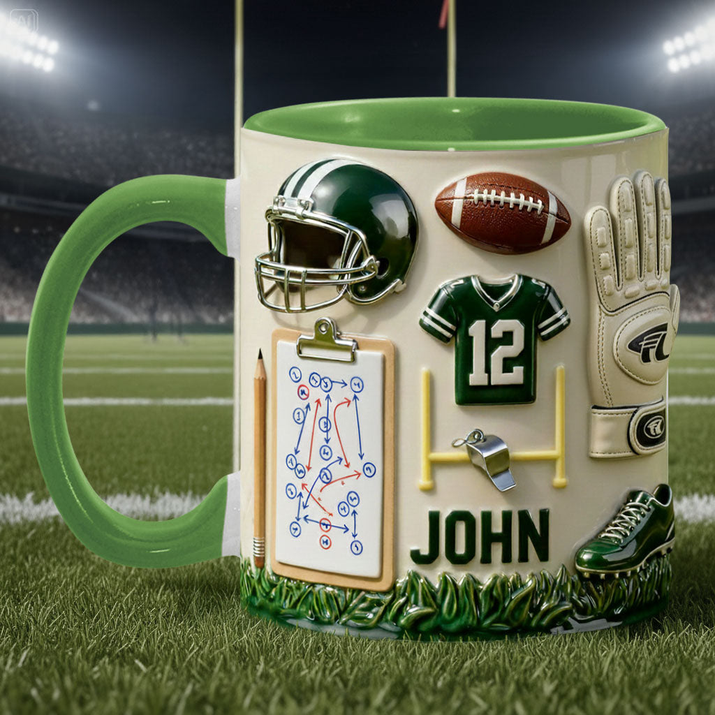 Love Football - Personalized Football Accent Mug & Coaster