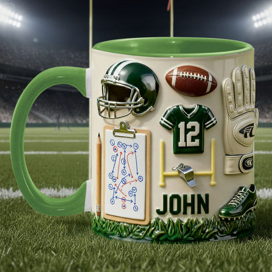 Love Football - Personalized Football Accent Mug & Coaster