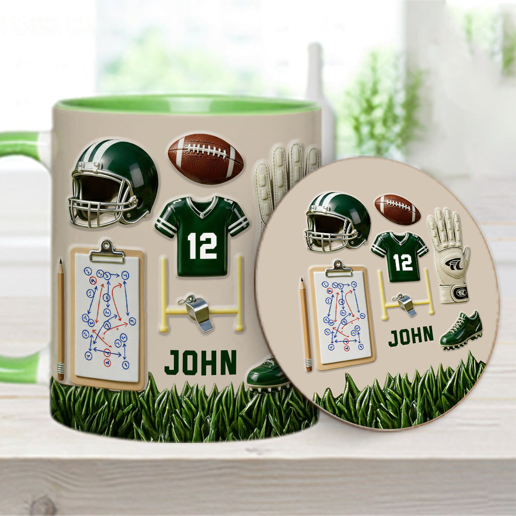 Love Football - Personalized Football Accent Mug & Coaster