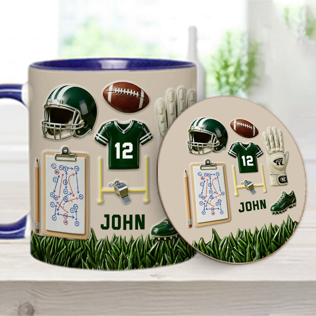 Love Football - Personalized Football Accent Mug & Coaster