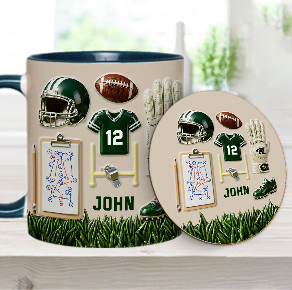 Love Football - Personalized Football Accent Mug & Coaster