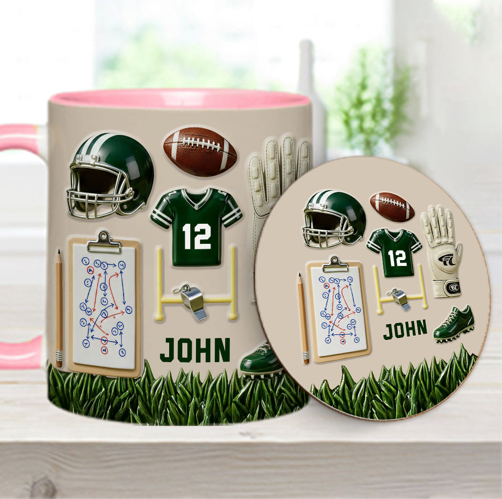 Love Football - Personalized Football Accent Mug & Coaster