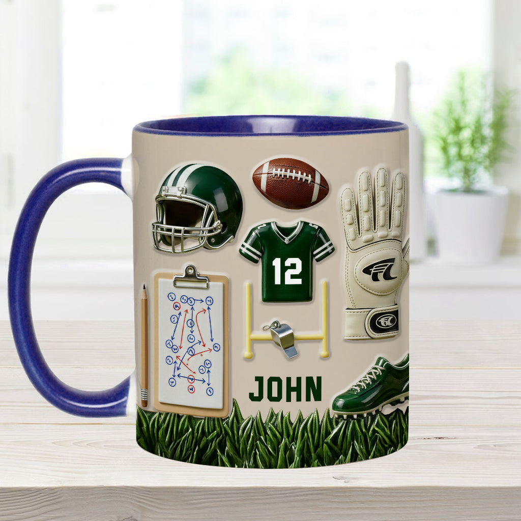 Love Football - Personalized Football Accent Mug & Coaster