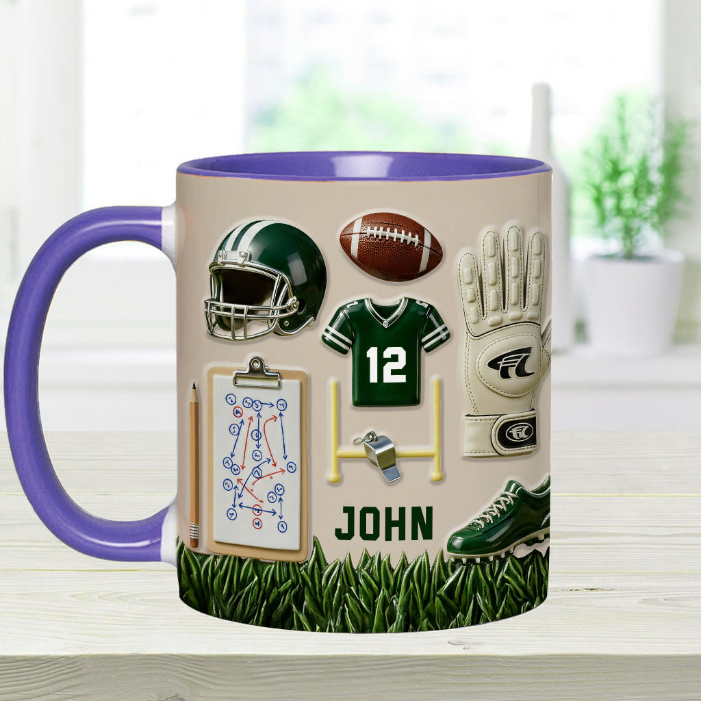 Love Football - Personalized Football Accent Mug & Coaster