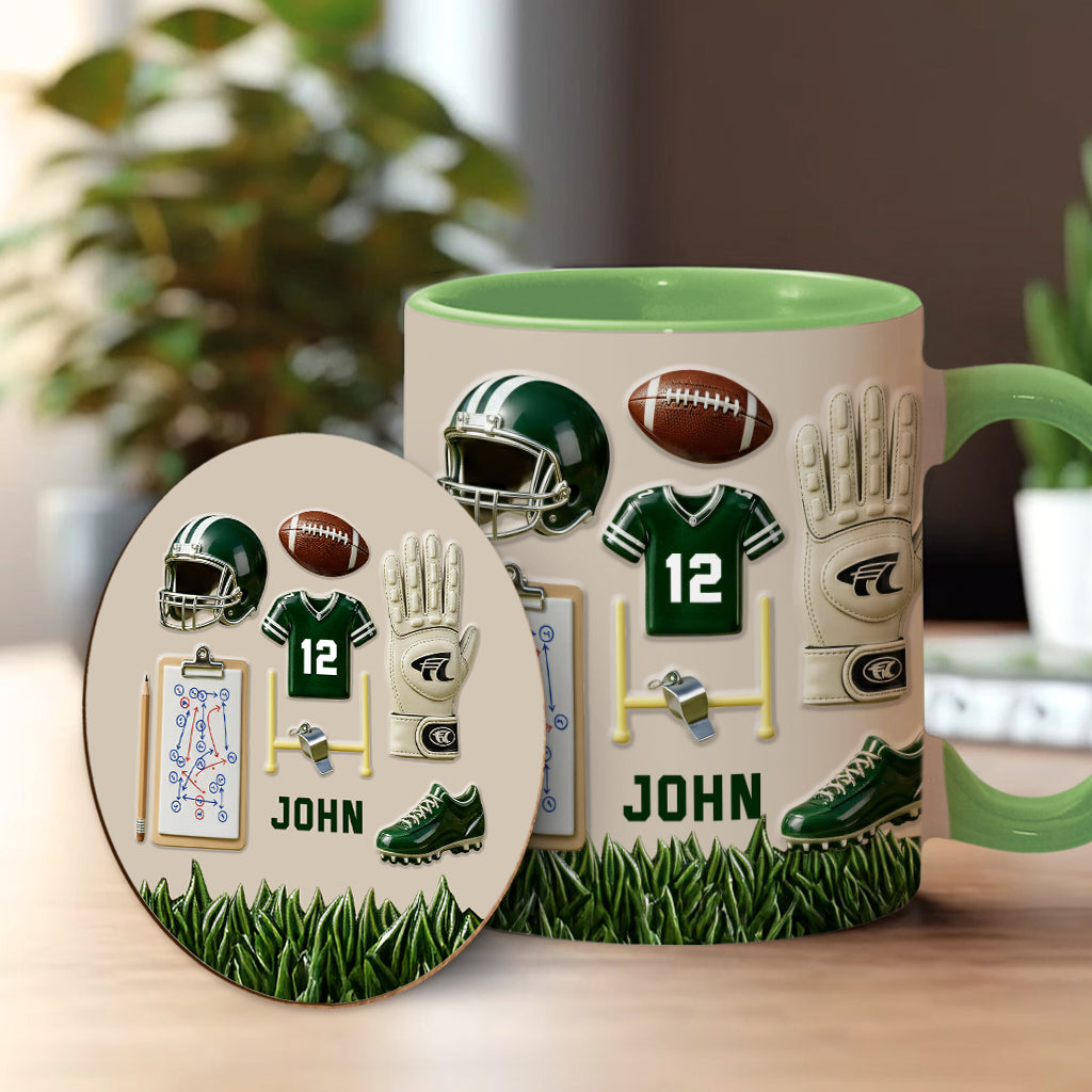 Love Football - Personalized Football Accent Mug & Coaster