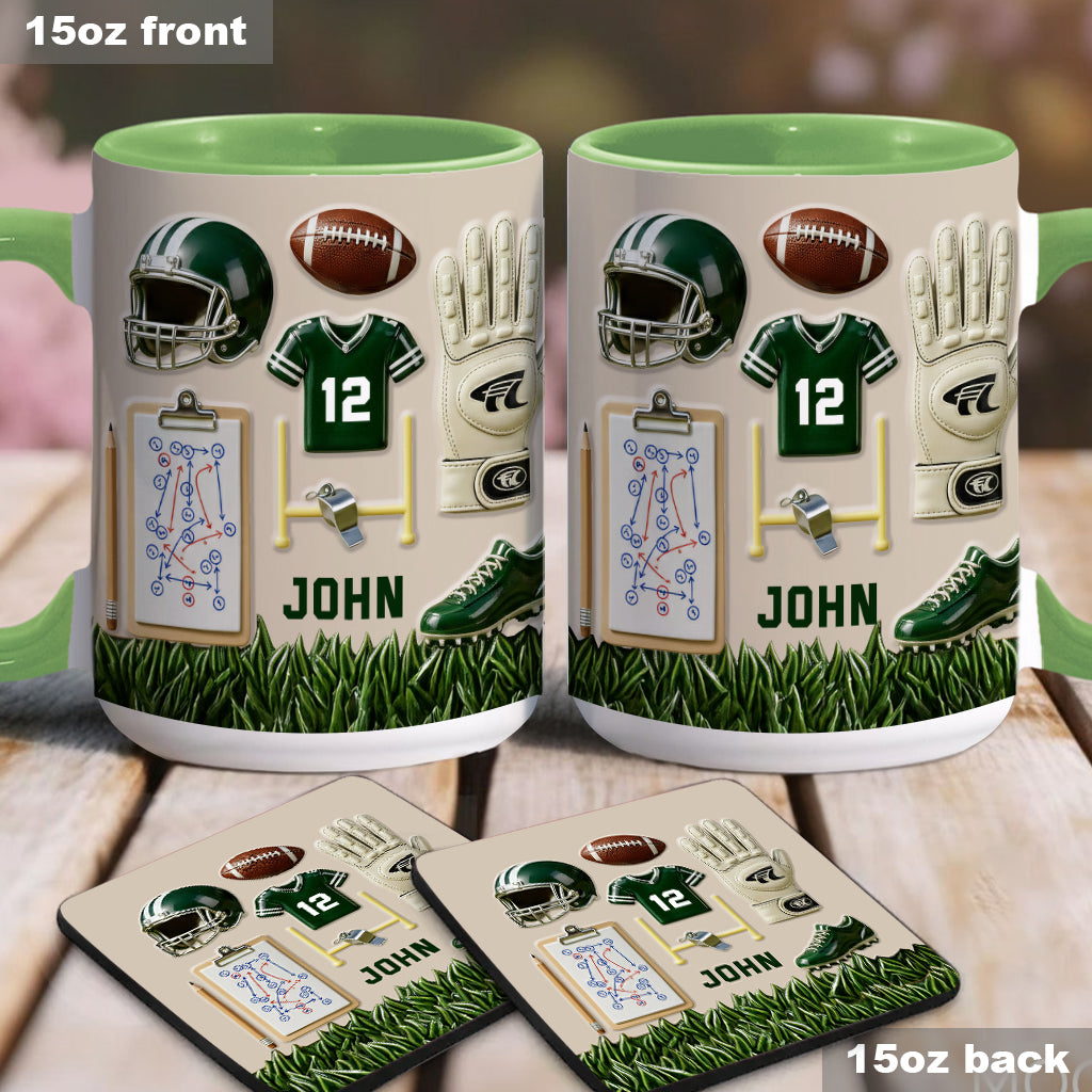 Love Football - Personalized Football Accent Mug & Coaster