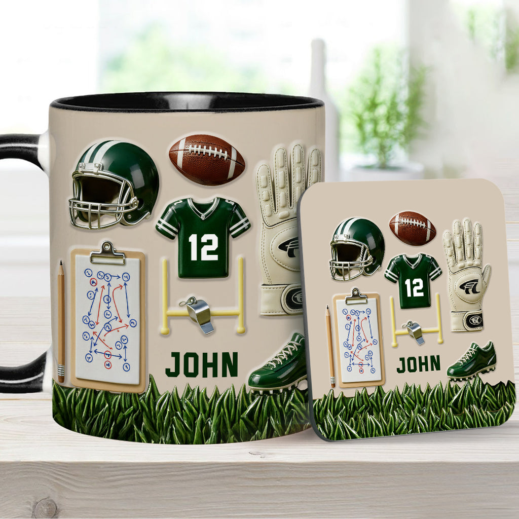 Love Football - Personalized Football Accent Mug & Coaster