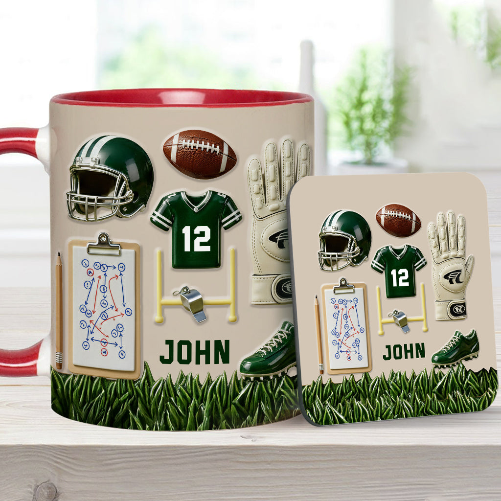 Love Football - Personalized Football Accent Mug & Coaster