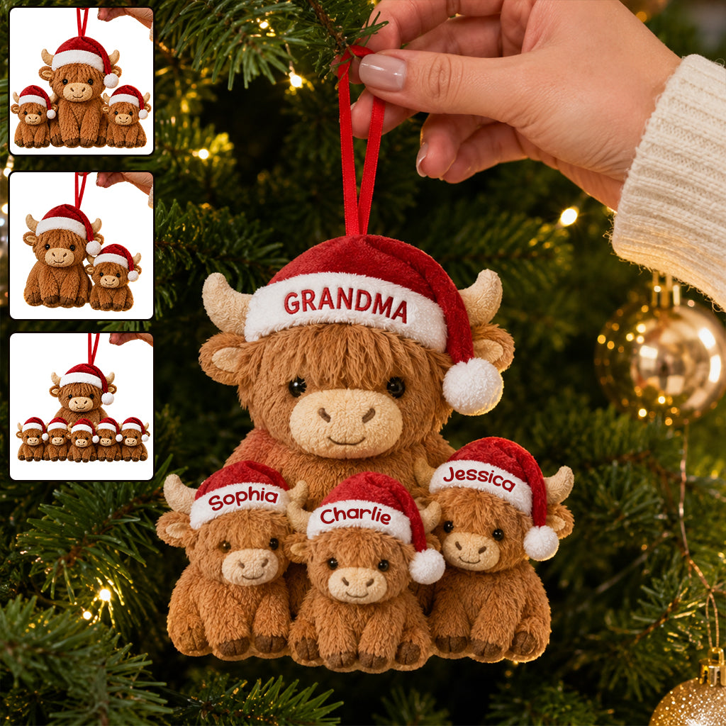 Best Grandma Ever Christmas Gift For Mom/Grandma - Personalized Highland Cow Plush Ornament