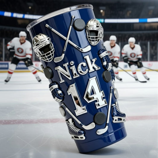 Ice Hockey Makes Me Happy - Personalized Hockey Tumbler