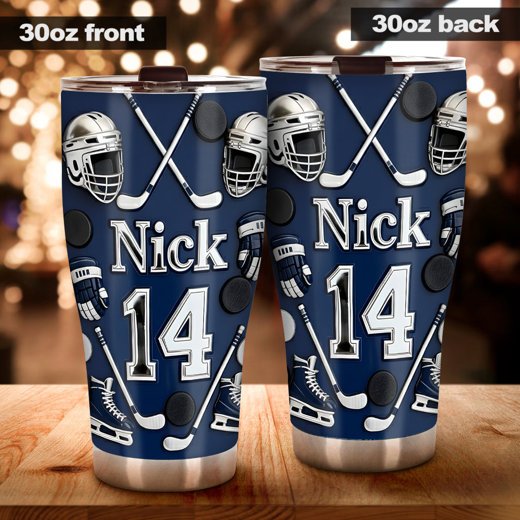 Ice Hockey Makes Me Happy - Personalized Hockey Tumbler