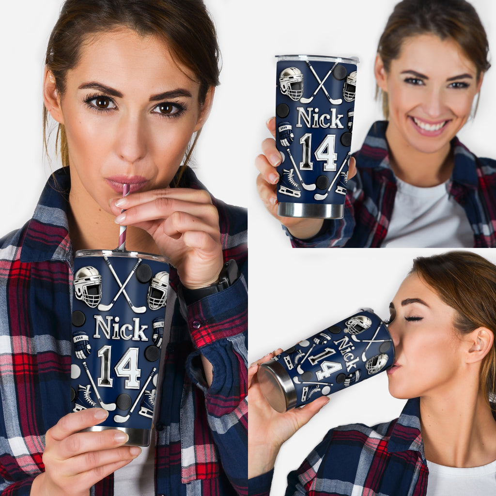Ice Hockey Makes Me Happy - Personalized Hockey Tumbler