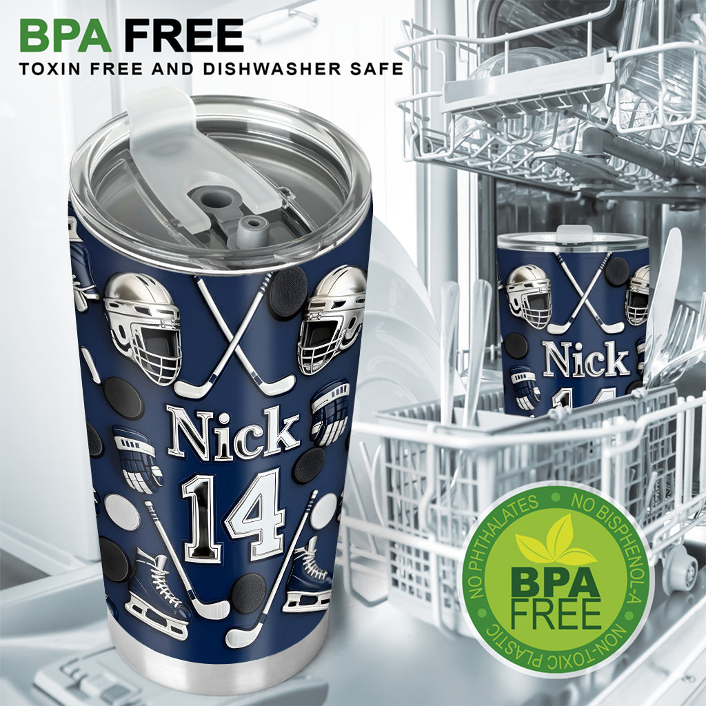 Ice Hockey Makes Me Happy - Personalized Hockey Tumbler