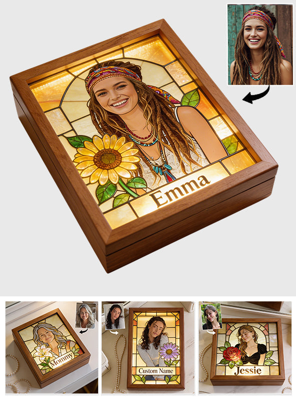 Custom Birth Flower & Name - Personalized Self Love Wooden Box