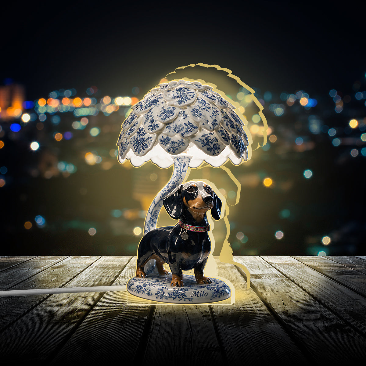 Dog Toile de Jouy - Personalized Dog Acrylic LED Night Light