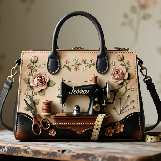 Perfect Gift For Sewing Lovers - Personalized Sewing Leather Handbag