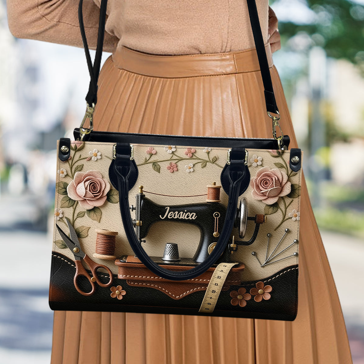 Perfect Gift For Sewing Lovers - Personalized Sewing Leather Handbag