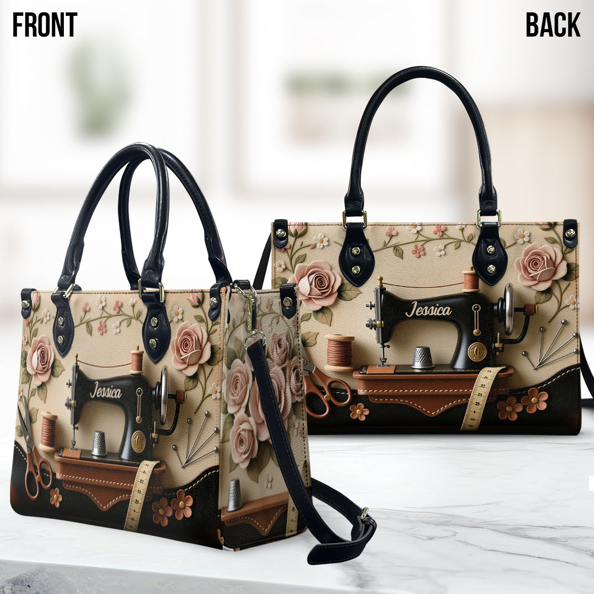 Perfect Gift For Sewing Lovers - Personalized Sewing Leather Handbag