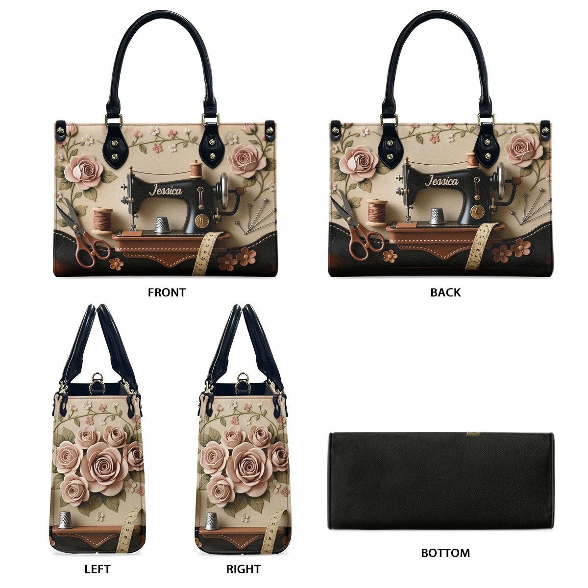 Perfect Gift For Sewing Lovers - Personalized Sewing Leather Handbag