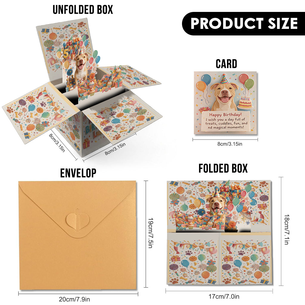Happy Birthday - Personalized Dog Pop Up Box Card