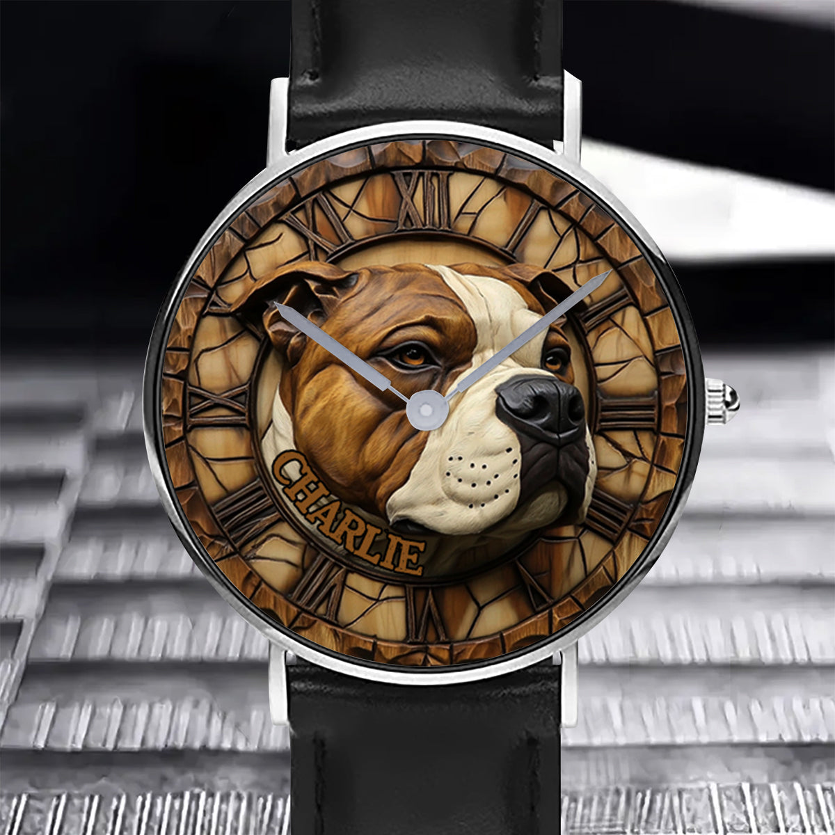 Brave American Staffordshire Terrier - Personalized Dog Hand Watch