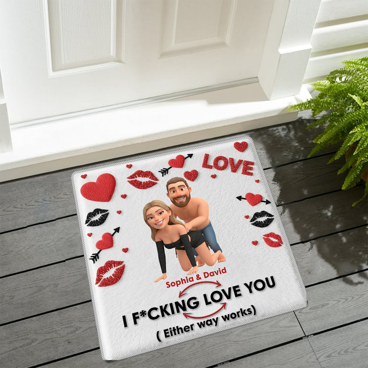 I F*cking Love You Either Way Works - Personalized Couple Non-Slip Tufted Rug