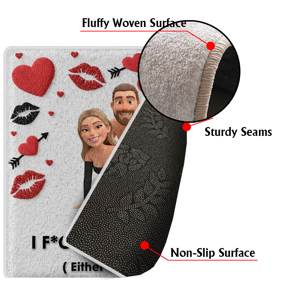 I F*cking Love You Either Way Works - Personalized Couple Non-Slip Tufted Rug