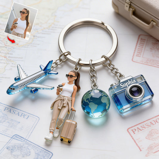 Custom Any Photo - Personalized Travelling Premium Keychain With Charms