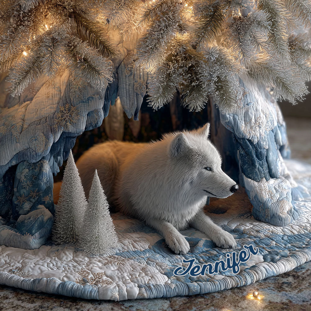 Winter Wolf - Personalized Wolf Shaped Tree Skirt