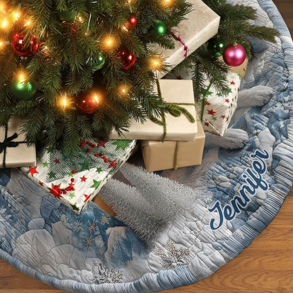 Winter Wolf - Personalized Wolf Shaped Tree Skirt