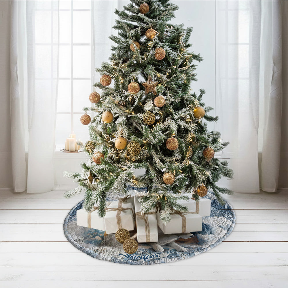 Winter Wolf - Personalized Wolf Shaped Tree Skirt