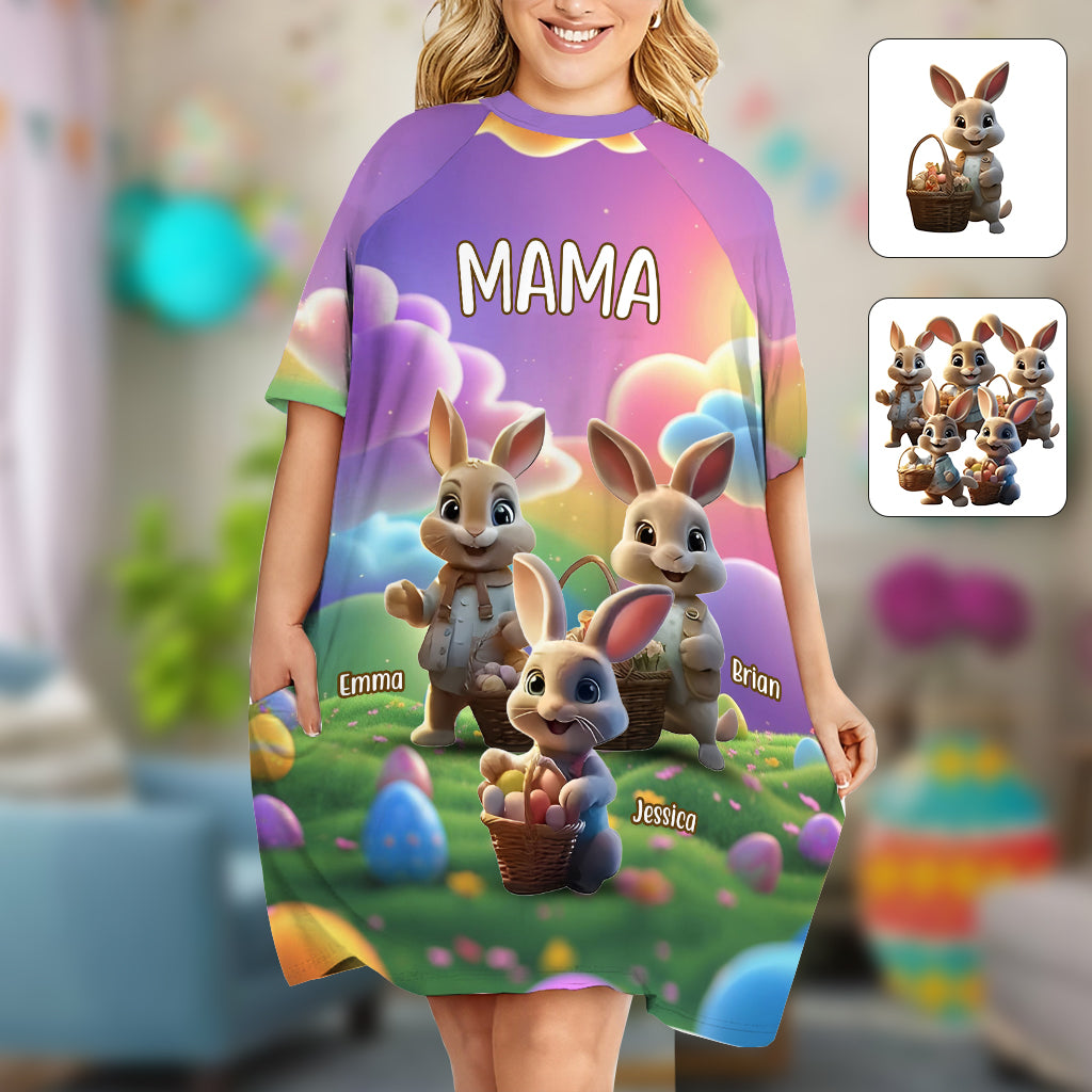 Grandma Easter - Personalized Easter Day Sleep T-shirt Dress