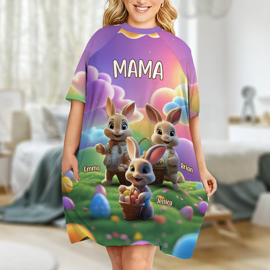 Grandma Easter - Personalized Easter Day Sleep T-shirt Dress