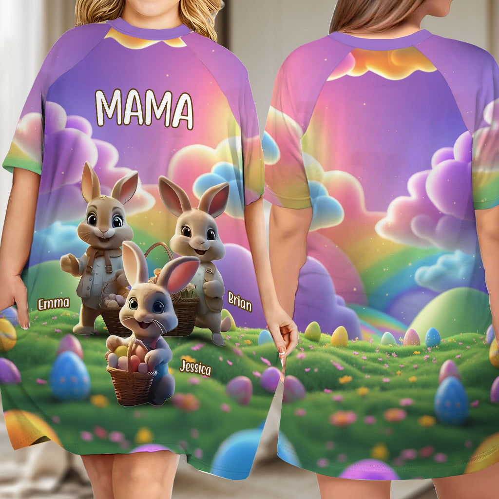 Grandma Easter - Personalized Easter Day Sleep T-shirt Dress
