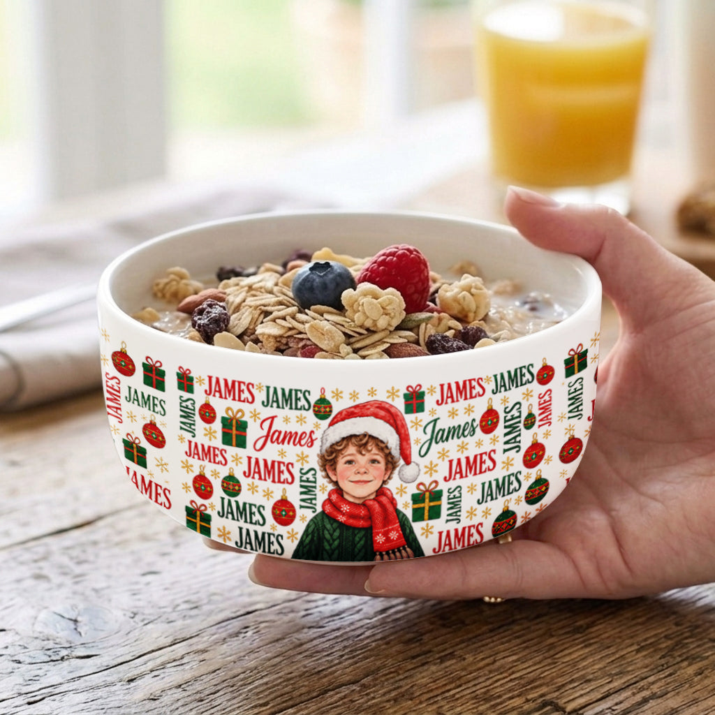 Beautiful Christmas Cereal Bow Gift For Kids - Personalized Kid Ceramic Bowl