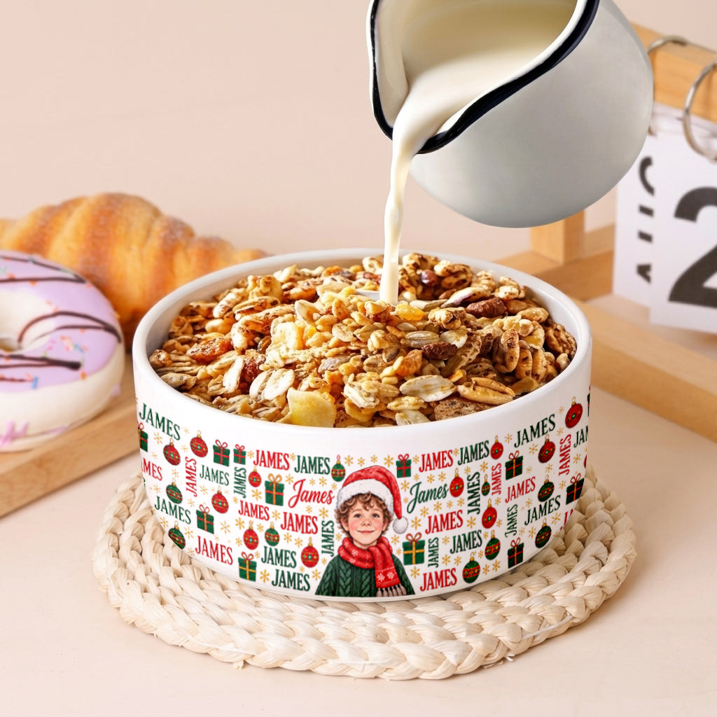 Beautiful Christmas Cereal Bow Gift For Kids - Personalized Kid Ceramic Bowl