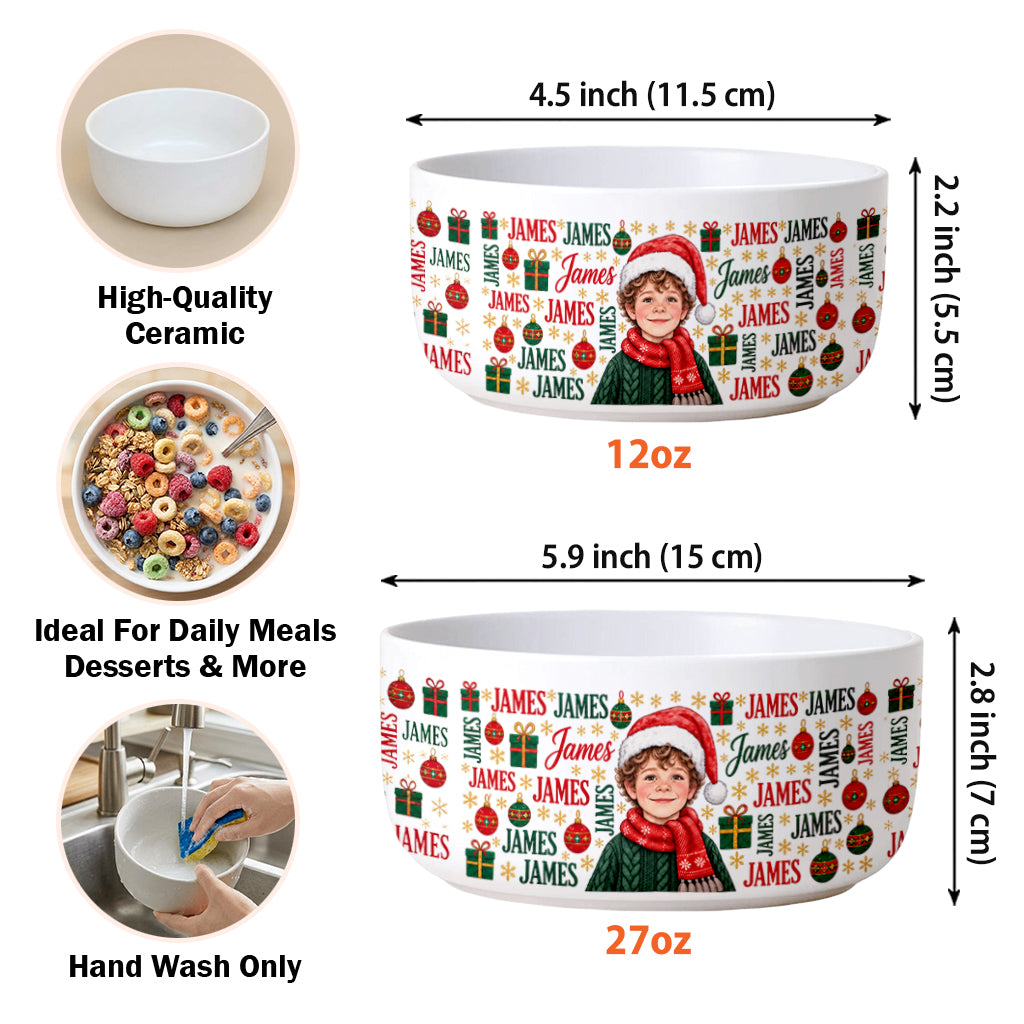 Beautiful Christmas Cereal Bow Gift For Kids - Personalized Kid Ceramic Bowl