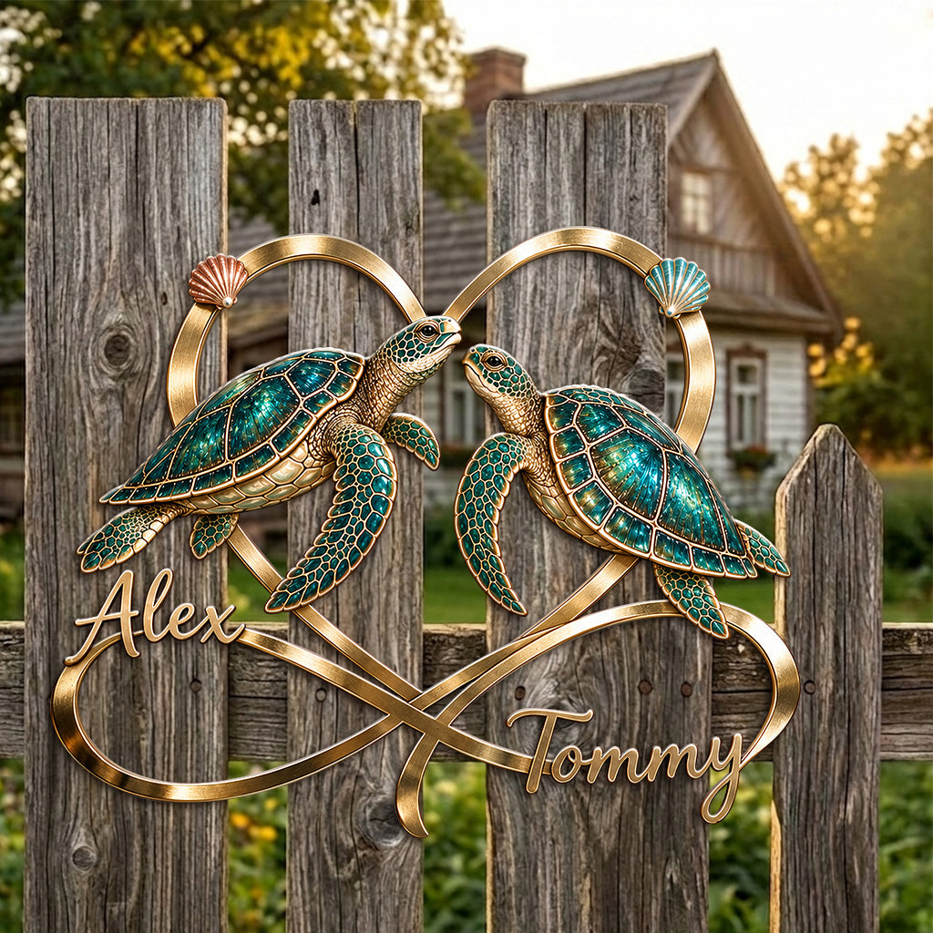 Love You Infinite - Personalized Turtle 3D Printed Cut Metal Sign