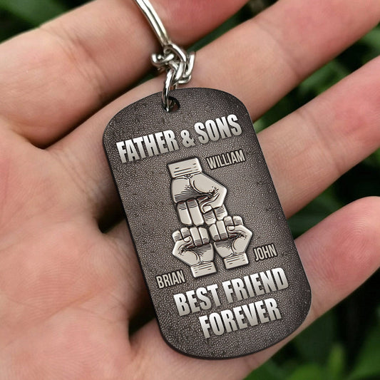 Father & Child Best Friend Forever - Personalized Father Stainless Steel Keychain