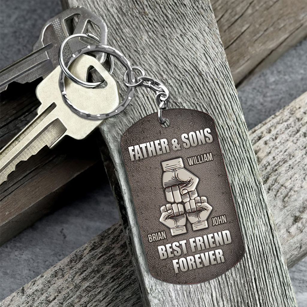 Father & Child Best Friend Forever - Personalized Father Stainless Steel Keychain