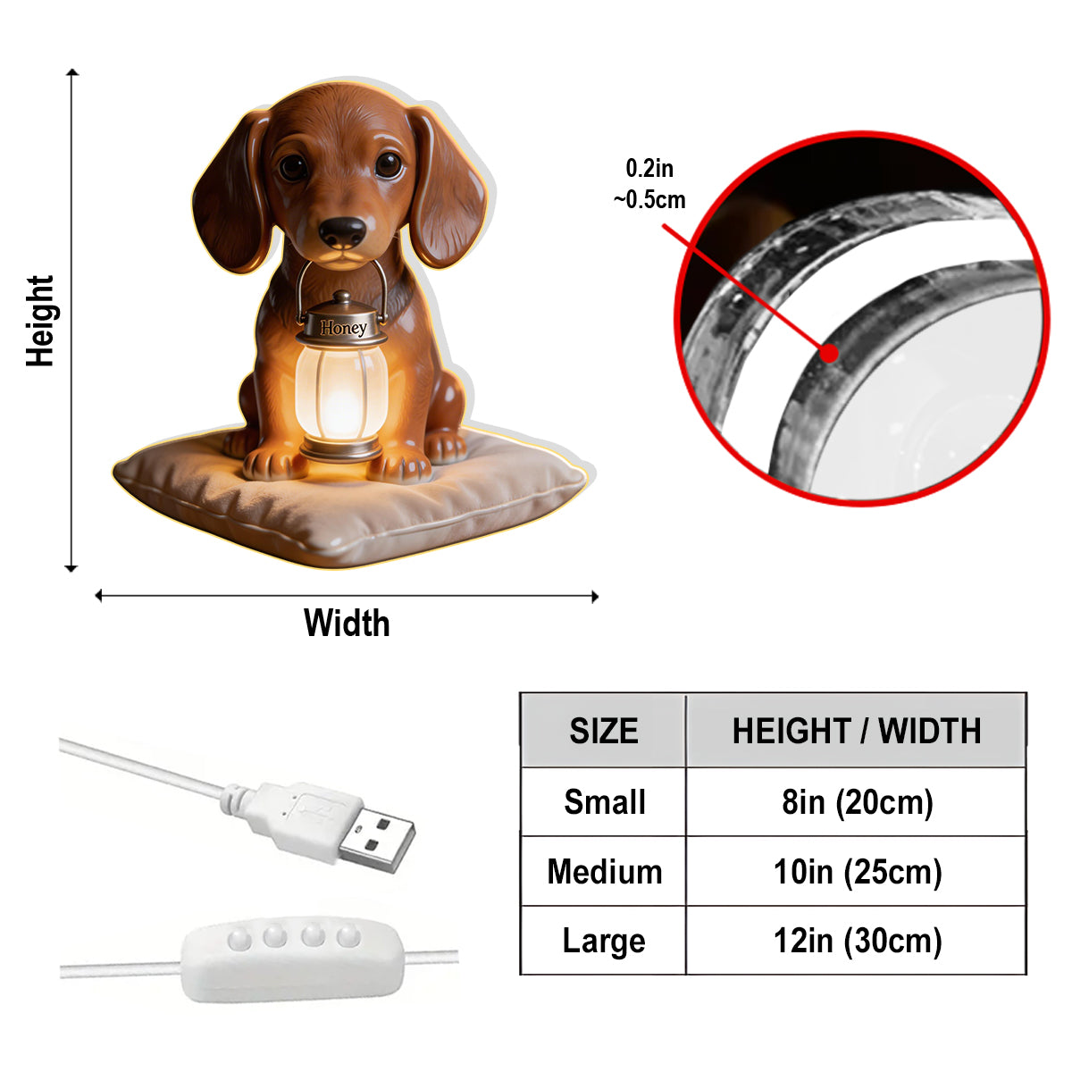 Custom Any Photo - Personalized Dog Acrylic LED Night Light