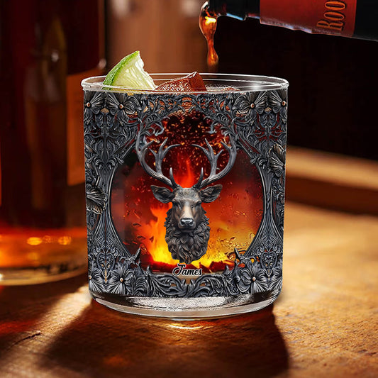 Love Hunting And Whiskey - Personalized Hunting Whiskey Glass