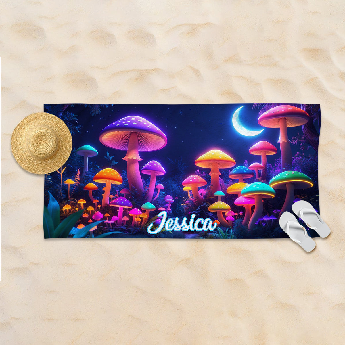 Into The Forest - Personalized Mushroom Quick-dry Beach Towel/ Bath Towel