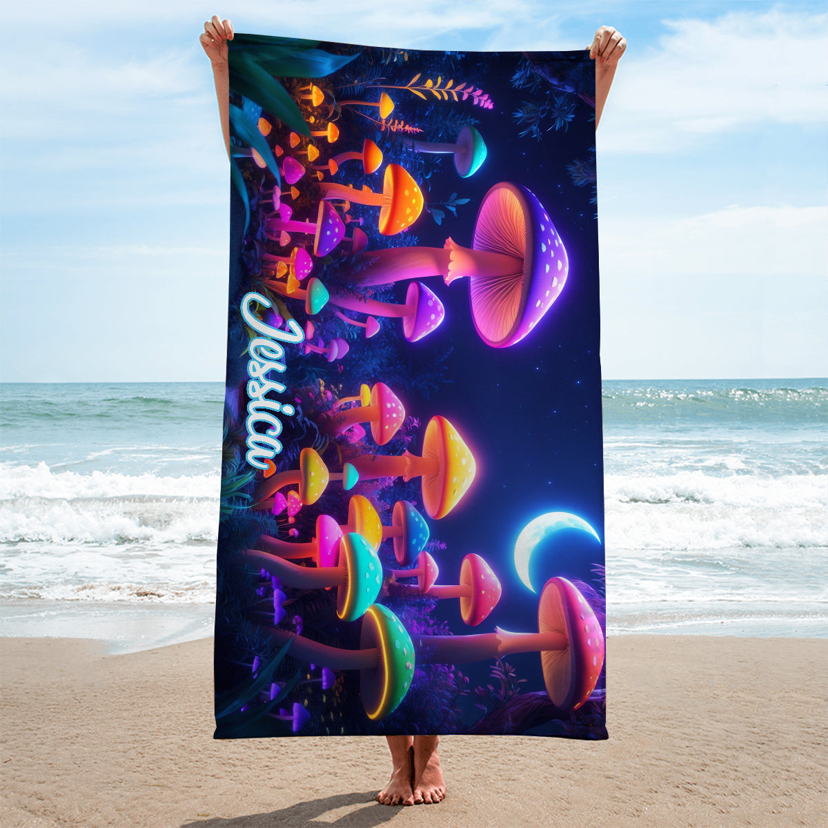 Into The Forest - Personalized Mushroom Quick-dry Beach Towel/ Bath Towel