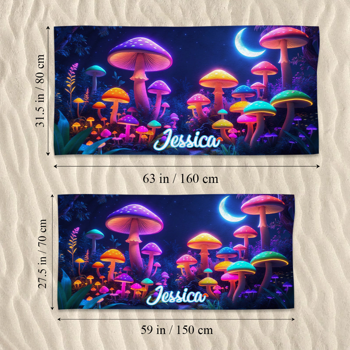 Into The Forest - Personalized Mushroom Quick-dry Beach Towel/ Bath Towel