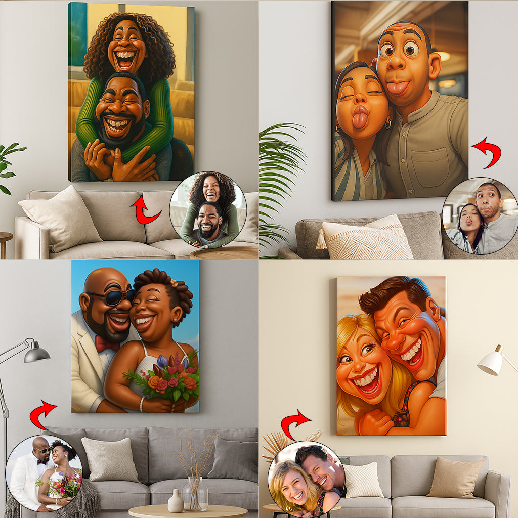 Funny Gift Cartoonish Exaggerated Mascot Style - Personalized Canvas And Poster