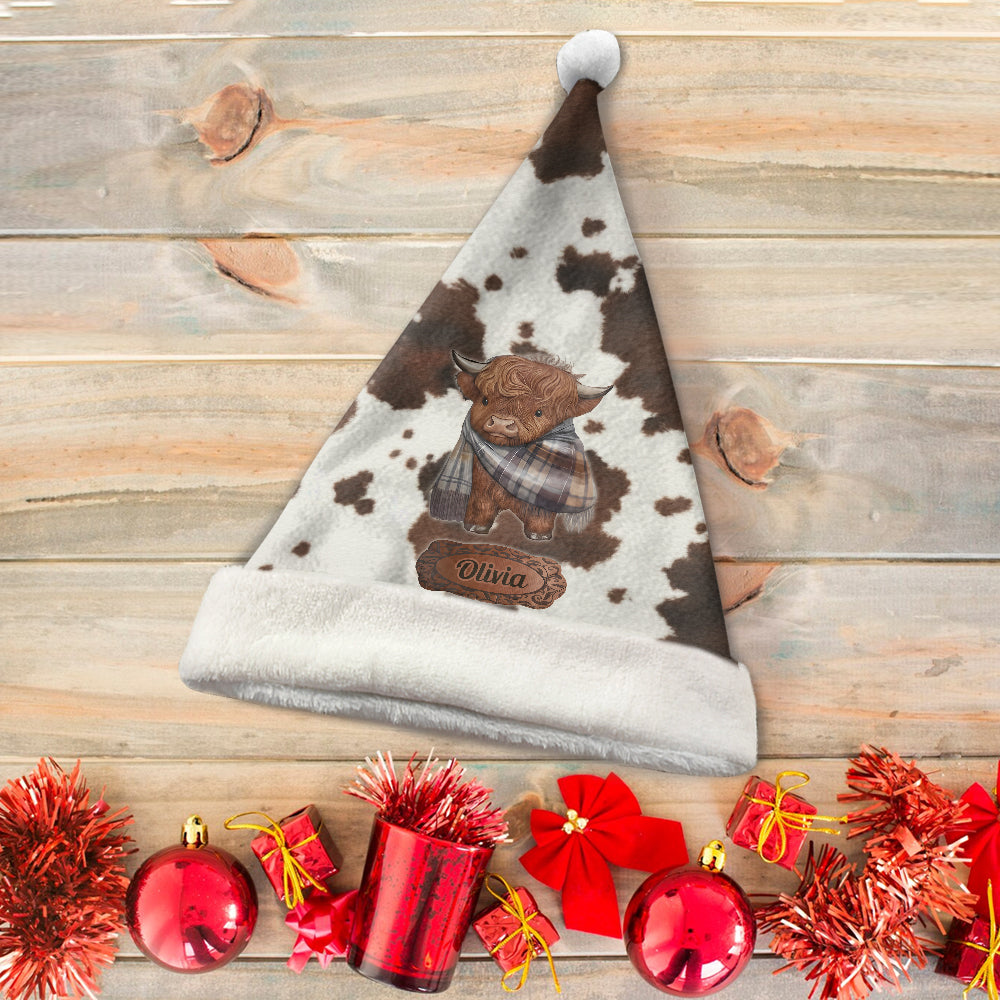 Love Highland Cow - Personalized Highland Cow Santa Claus Hat